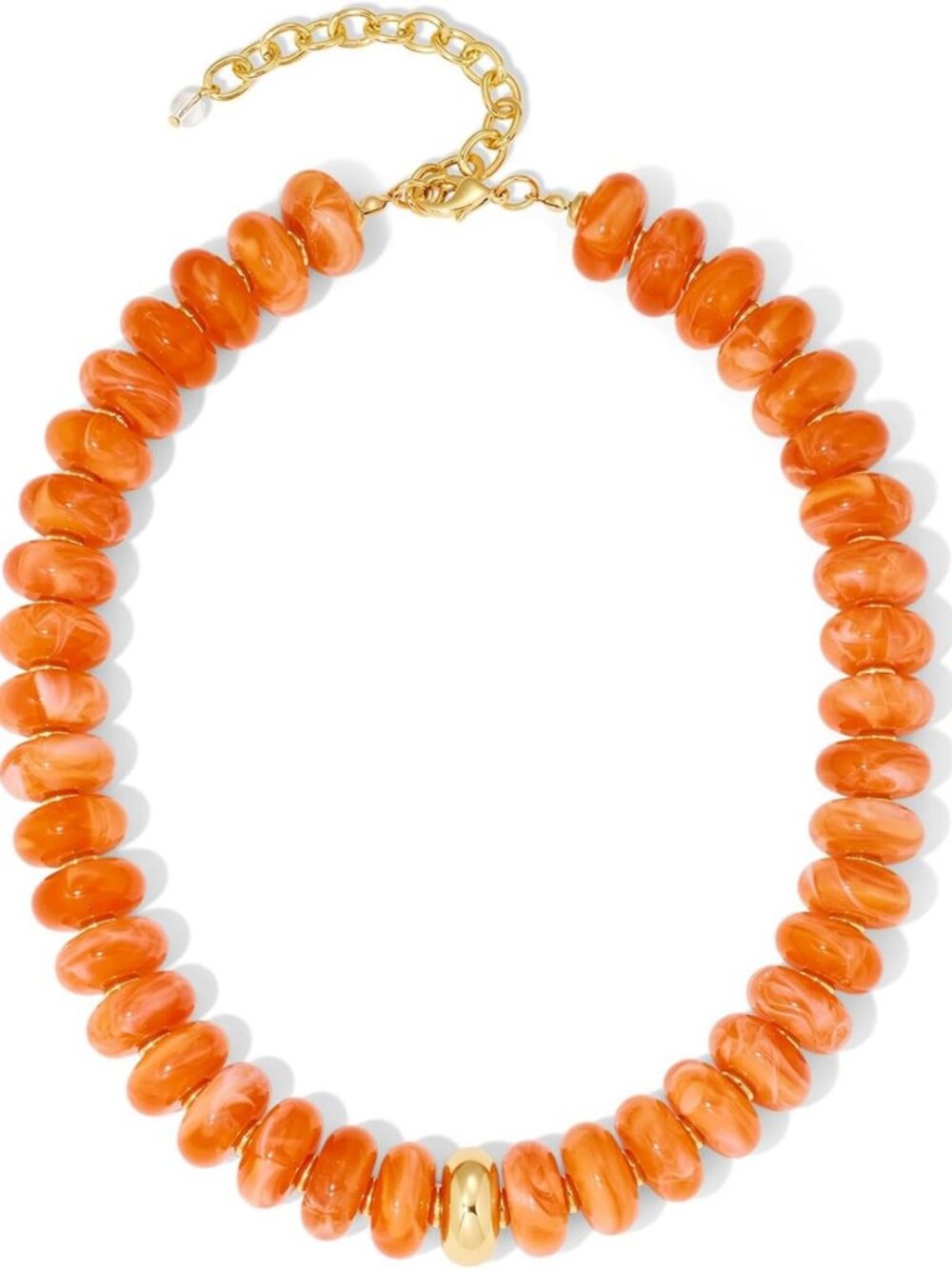 Trendy Chunky Beaded Choker Necklace with Gold Accents - Adjustable Boho Summer